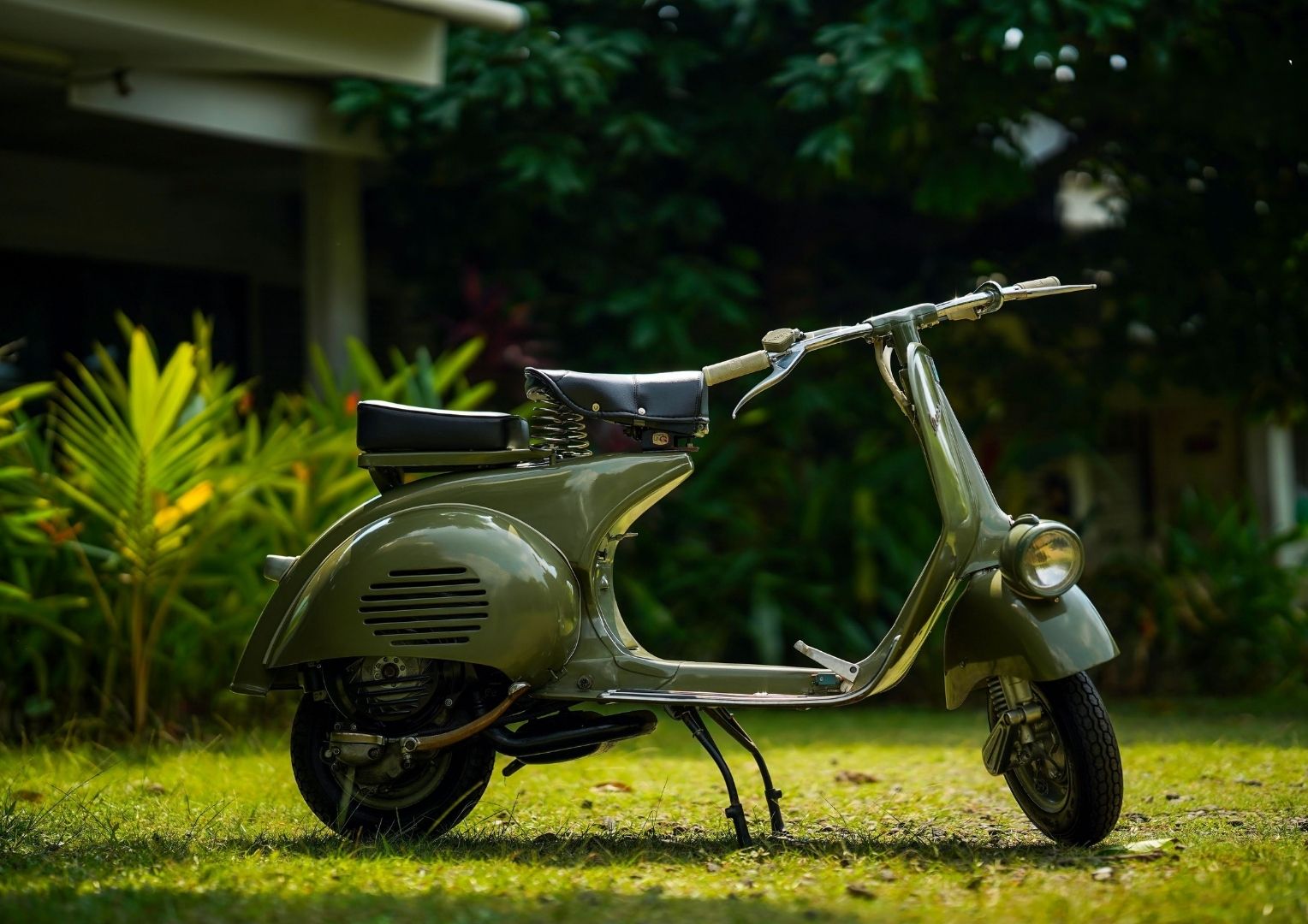 A scooter rider navigating light traffic on a sunny day in Jakarta, symbolizing fluidity and control.